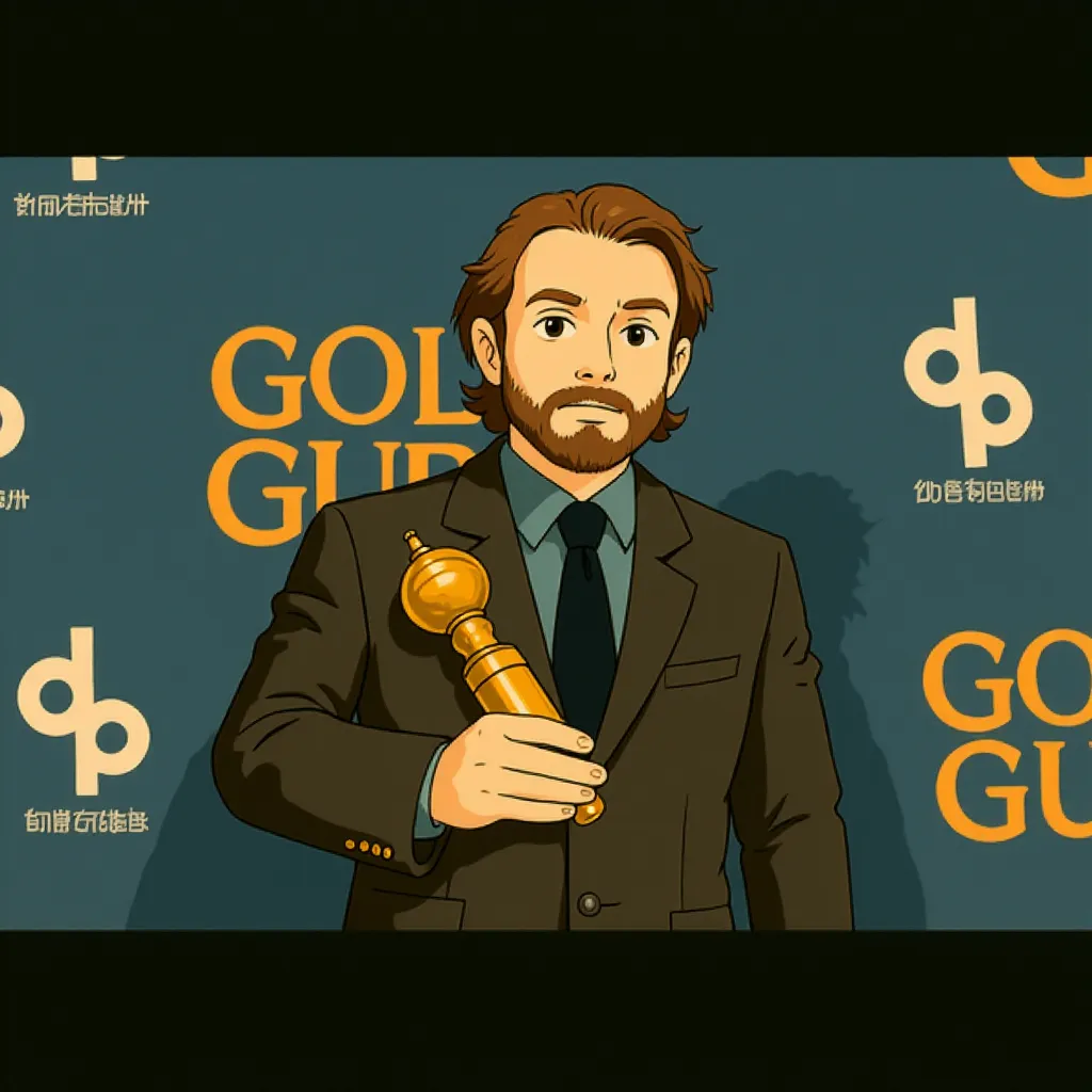 Brady Corbet in 82nd Golden Globe Awards (2025) - Anime style
