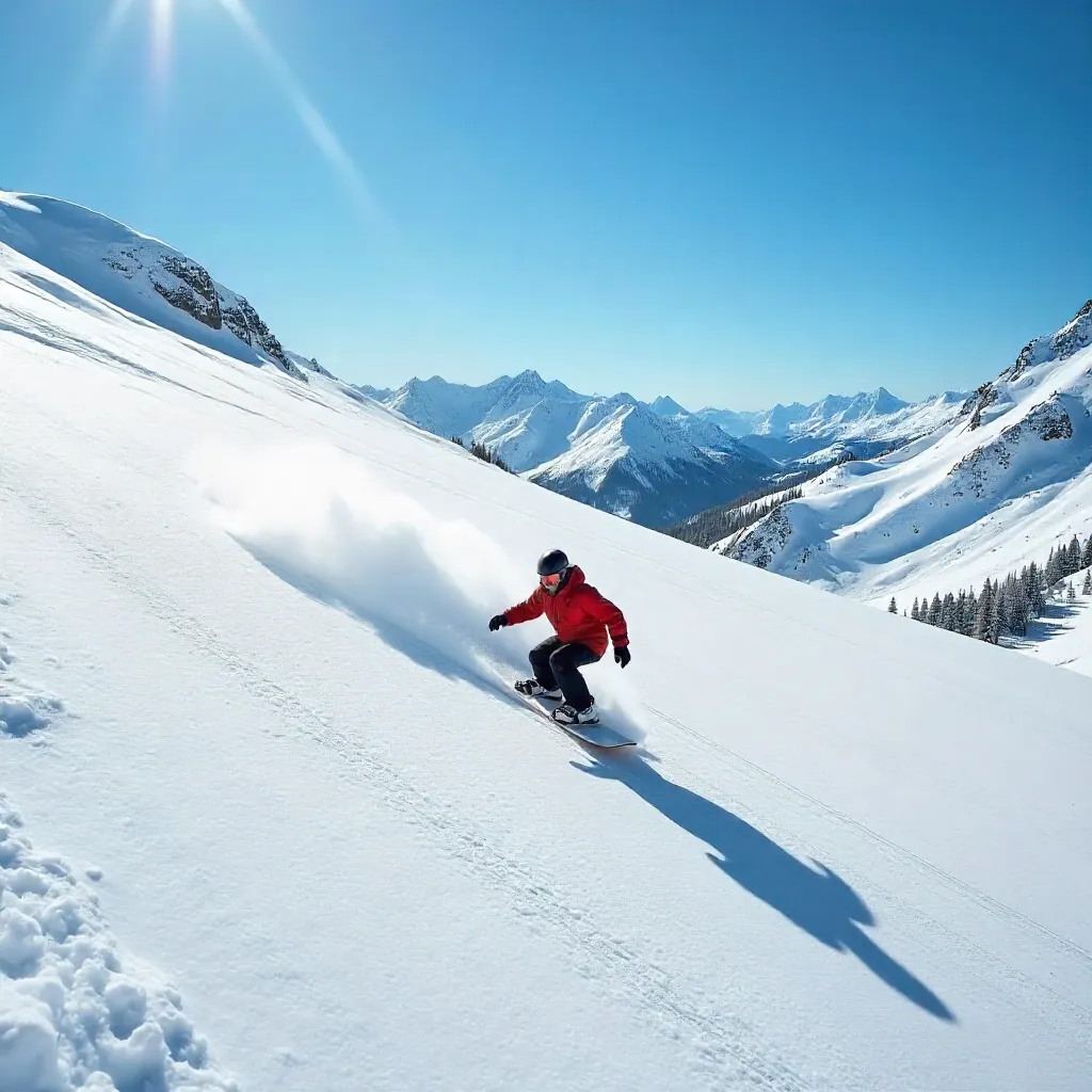 Aerial Snowboarder Over a Vast White Slope