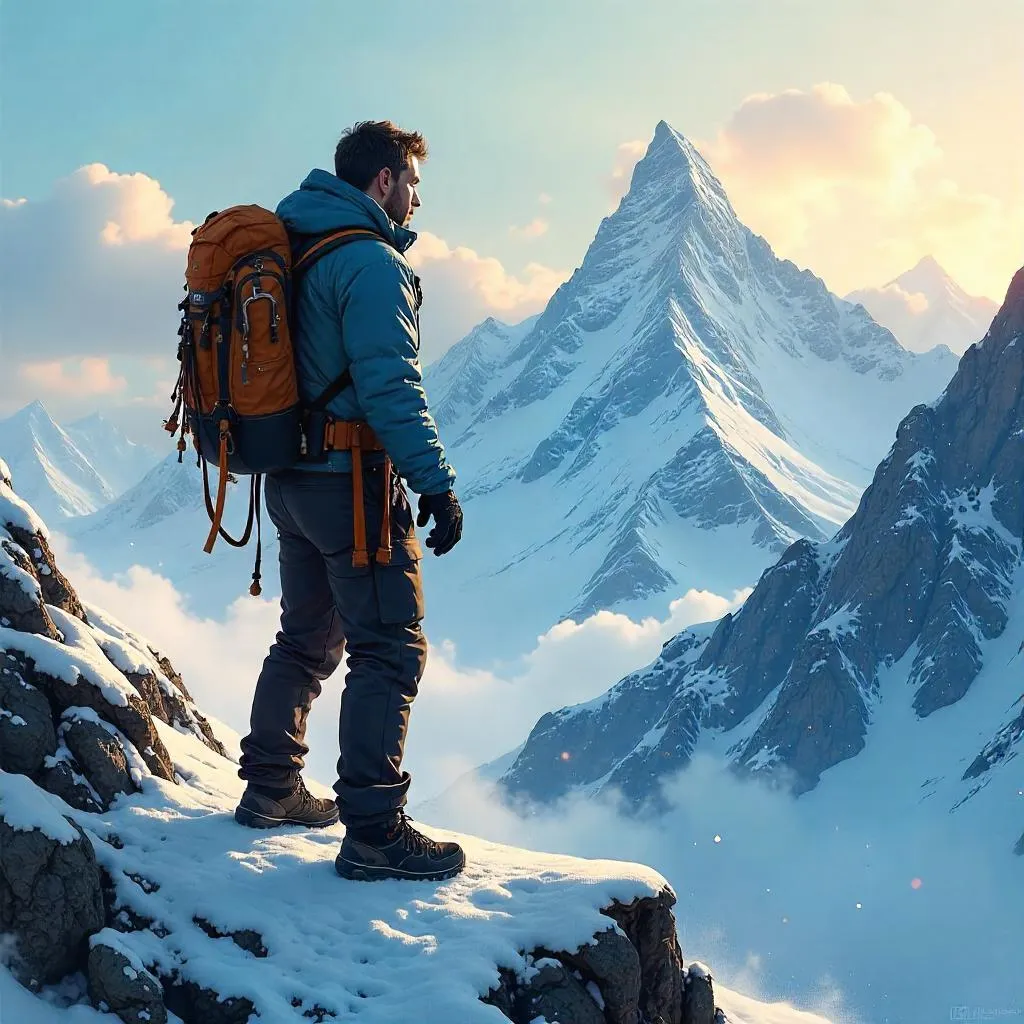 Athletic White Man in Mountain Concept Art