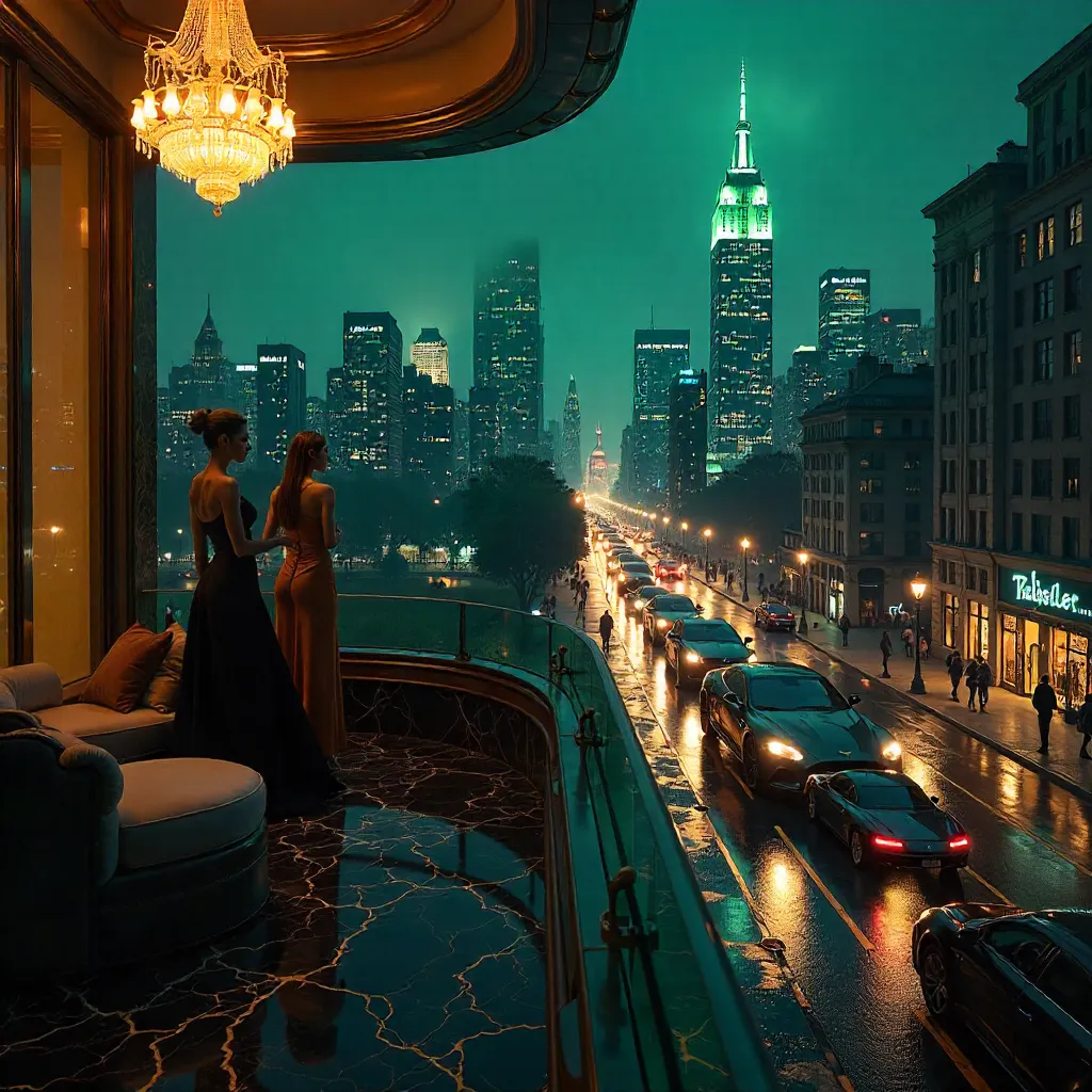 New York Luxury: Night Skyline and Penthouse Glamour
