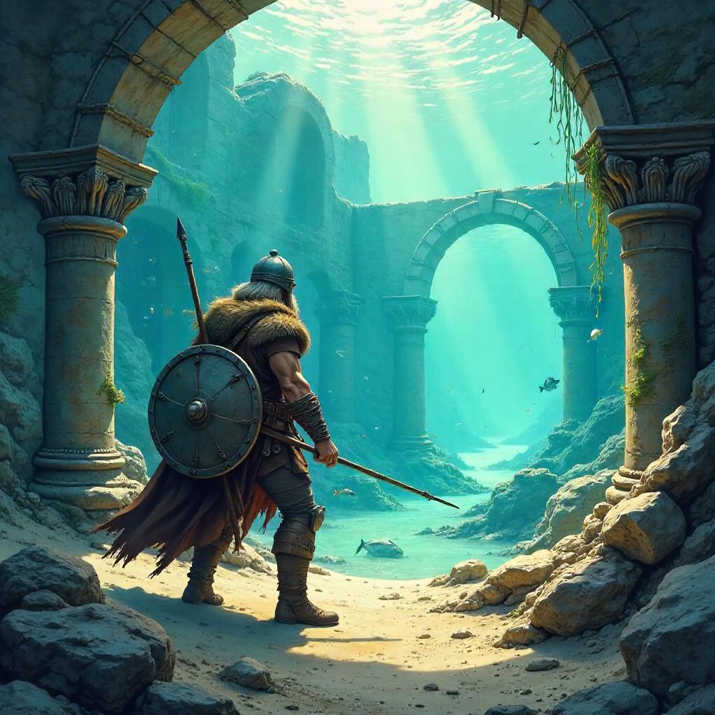 Viking in Atlantis: Watercolor Undersea Quest