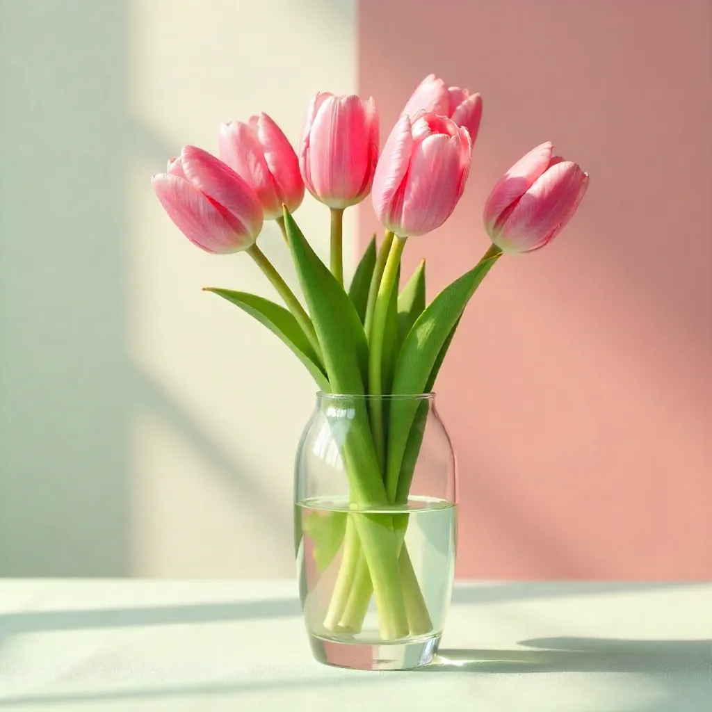 Elegant Pink Tulips on a Pastel Backdrop