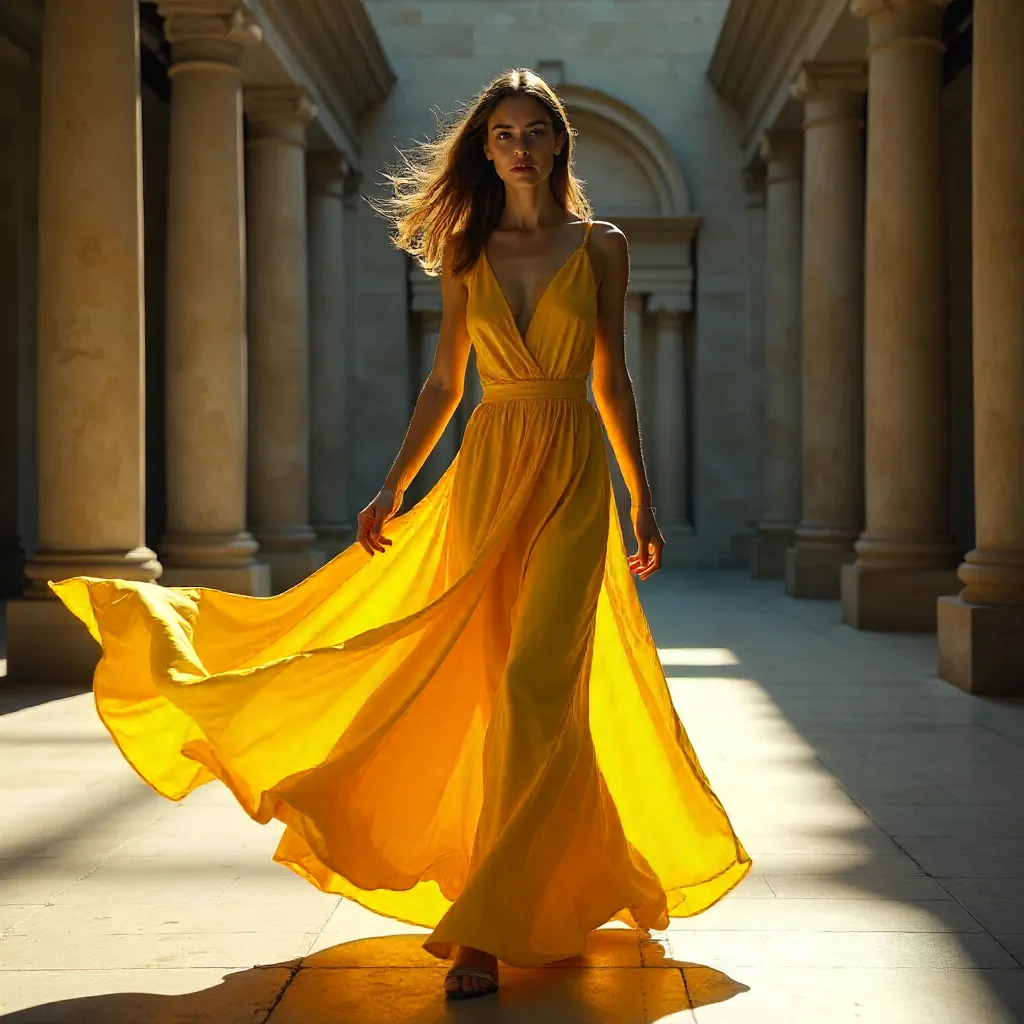 Chiaroscuro Portrait: Model in a Yellow Dress