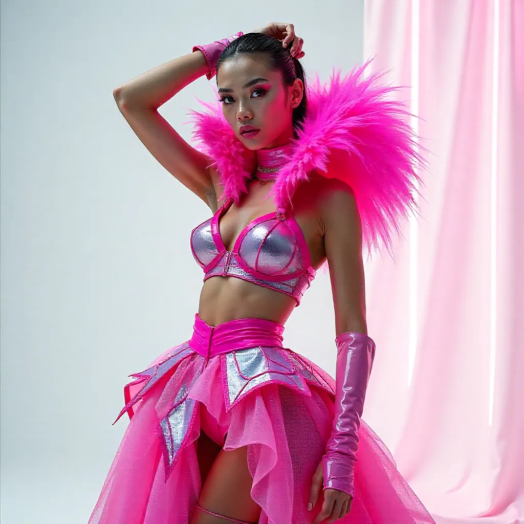 Bold Pink Accent Studio Couture: Creative Costume Shoot