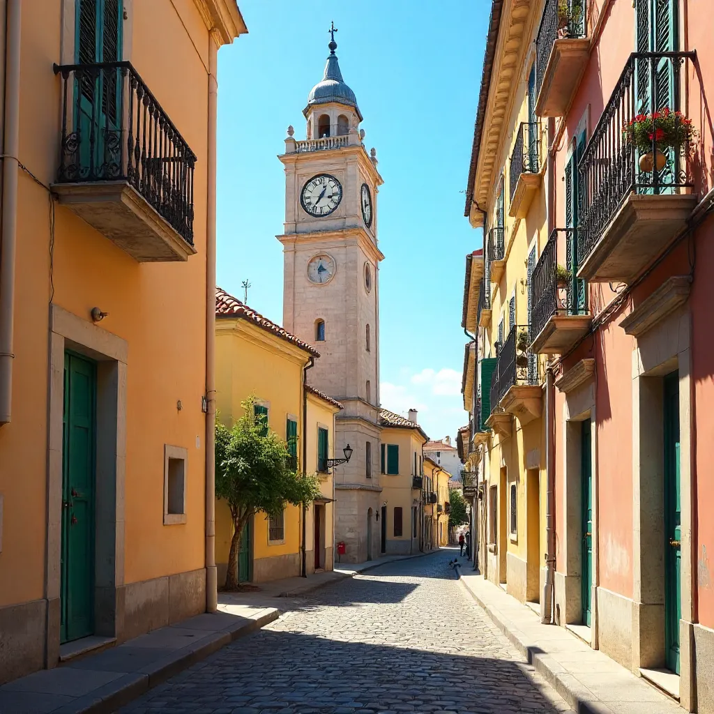 Pastel Clock Tower of Nice Under a Clear Sky