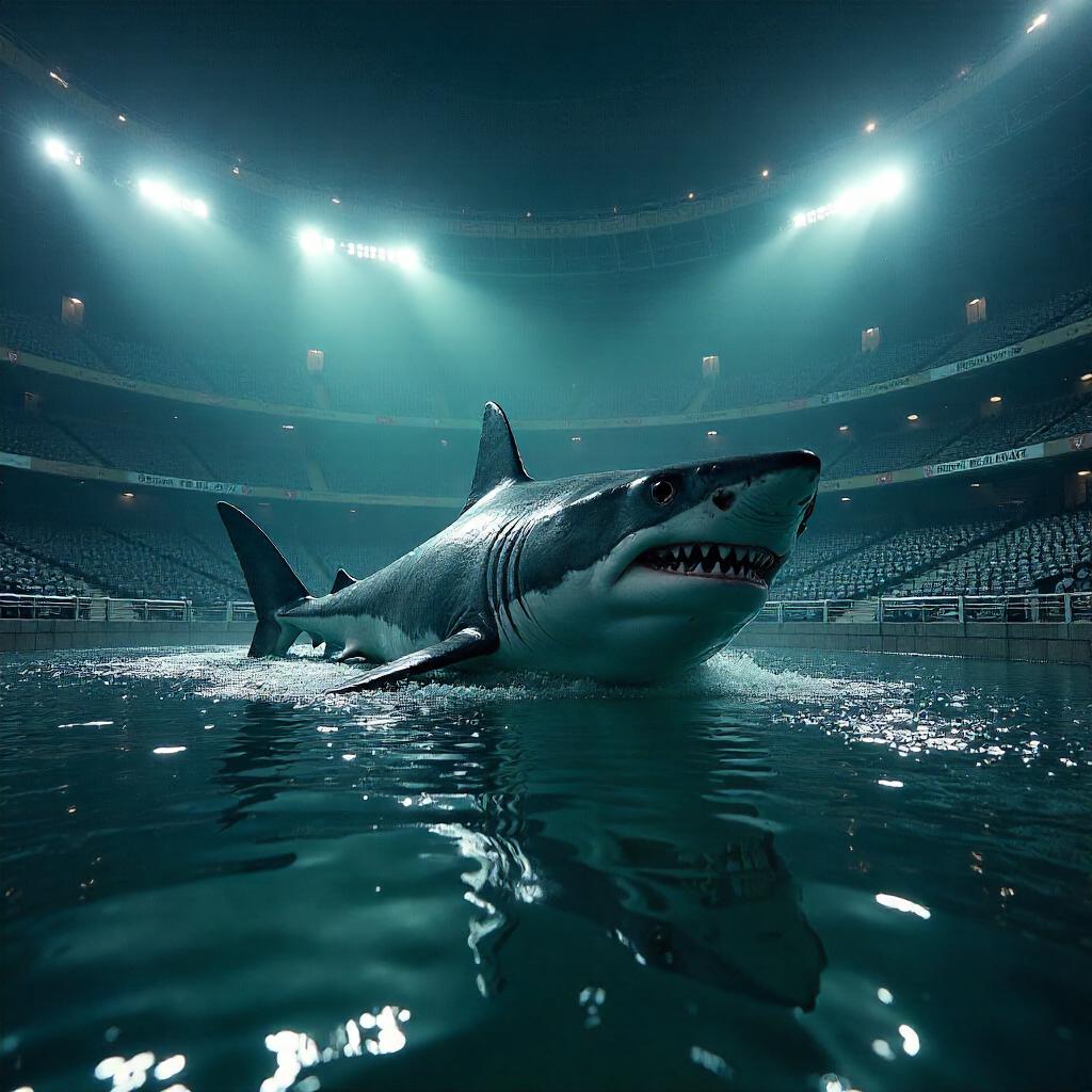 Shark in a Flooded Stadium – Photoreal Scene