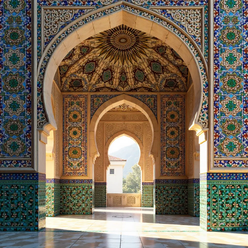 Arched Moroccan Zellij: Geometric Tile Kaleidoscope