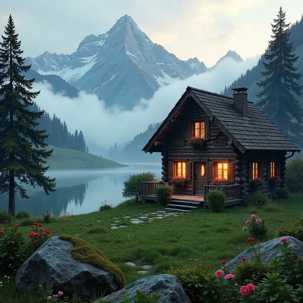 Mist-Kissed Alpine Cabin in the German Alps