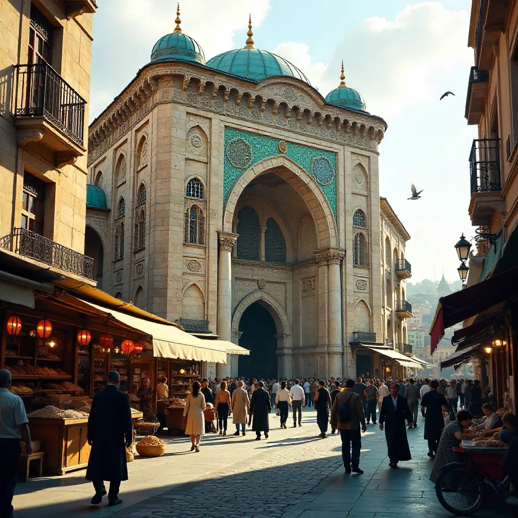 Vibrant Ankara Bazaar: Historic Building & Local Life