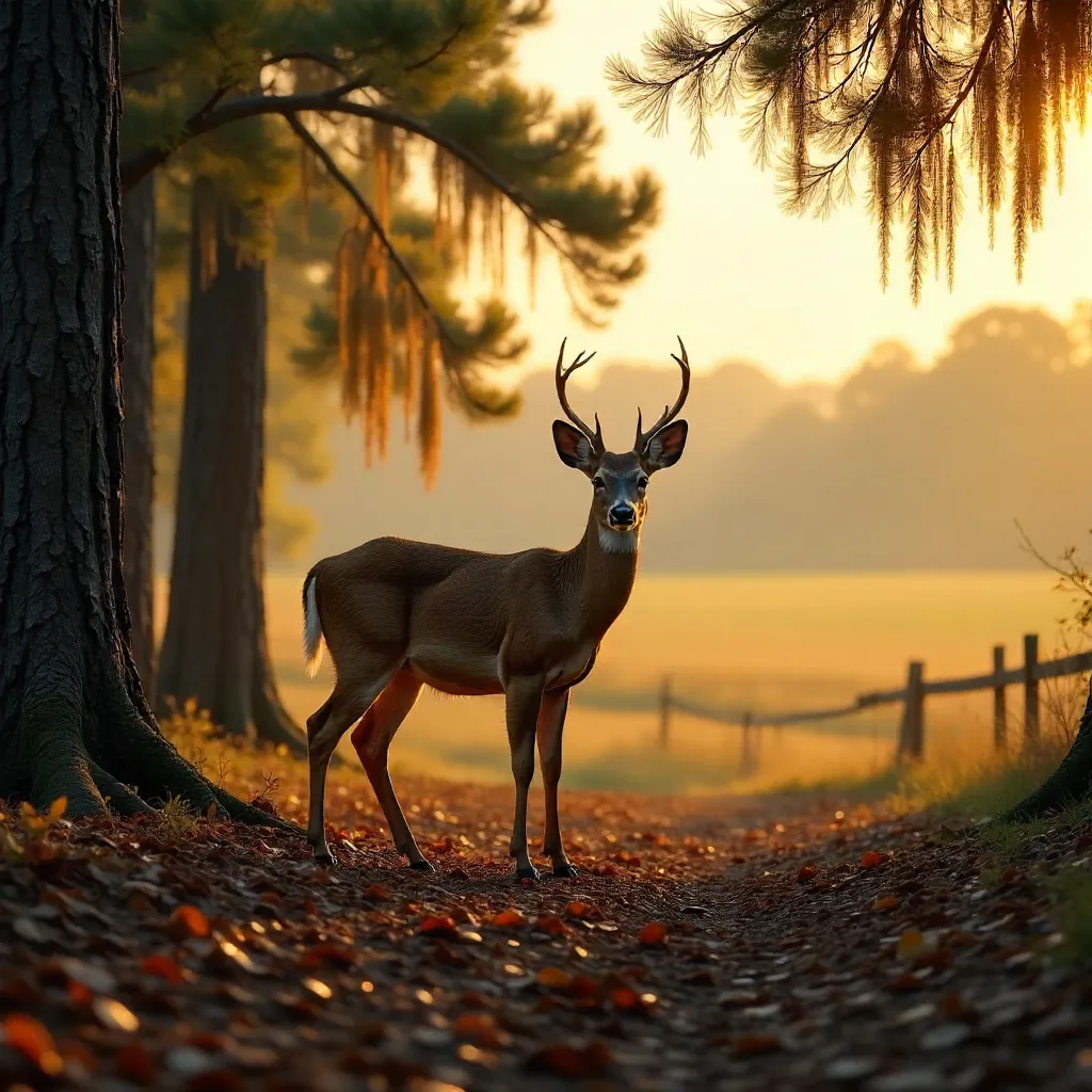 Solitary deer in Augusta's peaceful rural scene