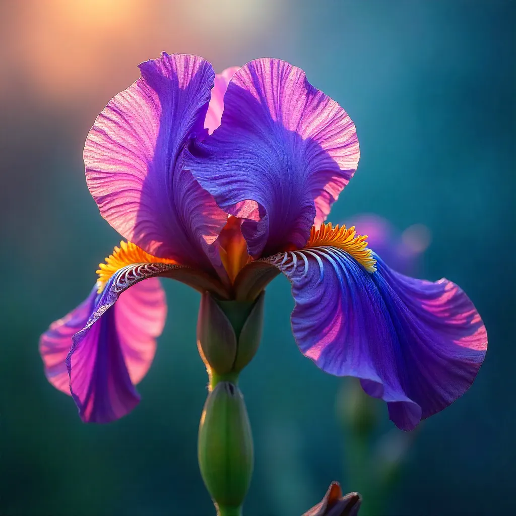 Vibrant Abstract Iris Bloom in Dreamy Bokeh