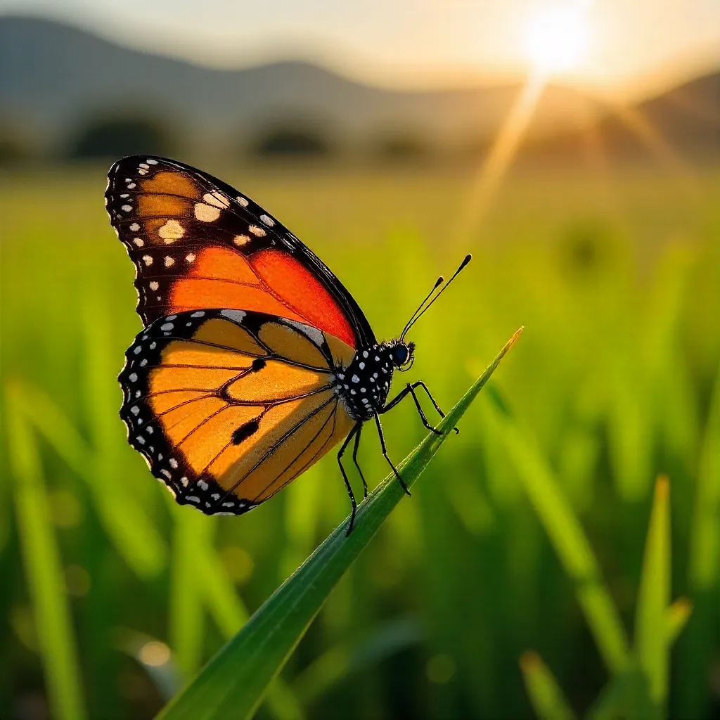 Vibrant Orange Butterfly on Grass in Piet Retief, SA