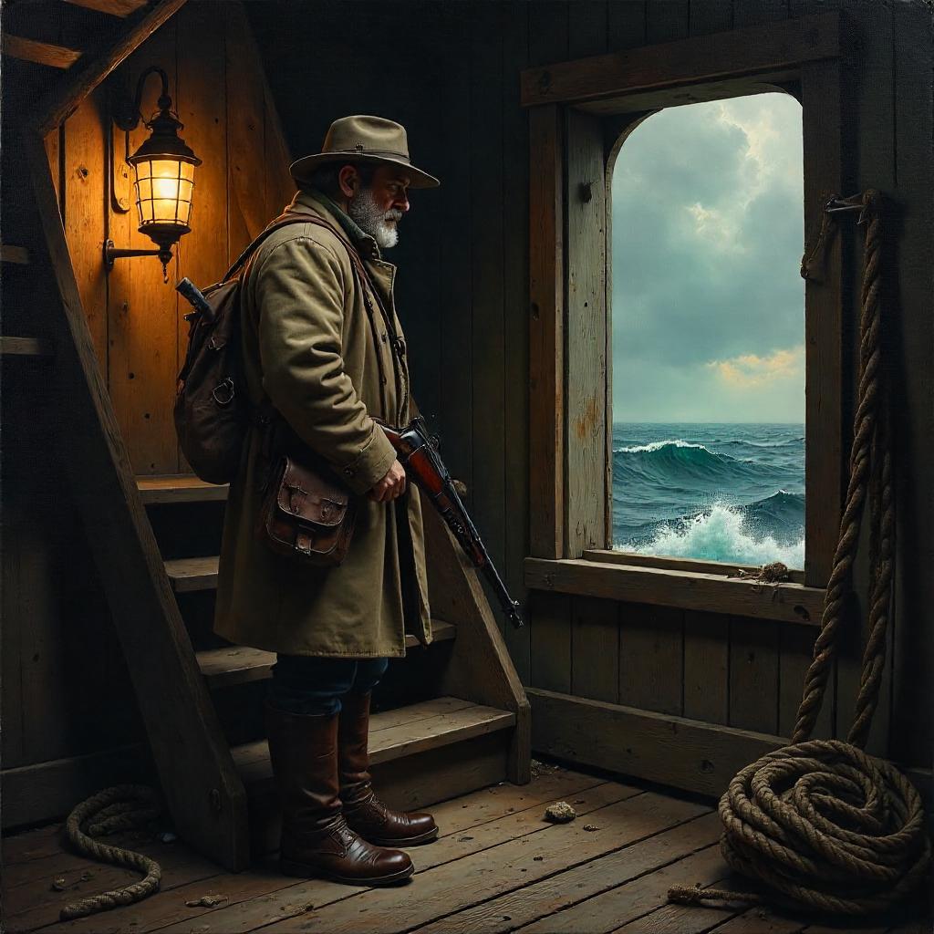 A Hunter in a Lighthouse – Oil Painting
