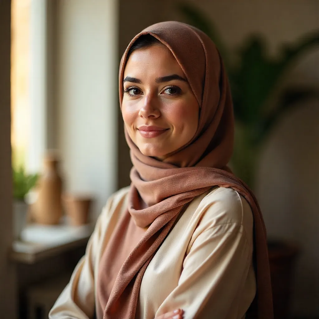 Soft Light Hijab Portrait for Cultural Lifestyle