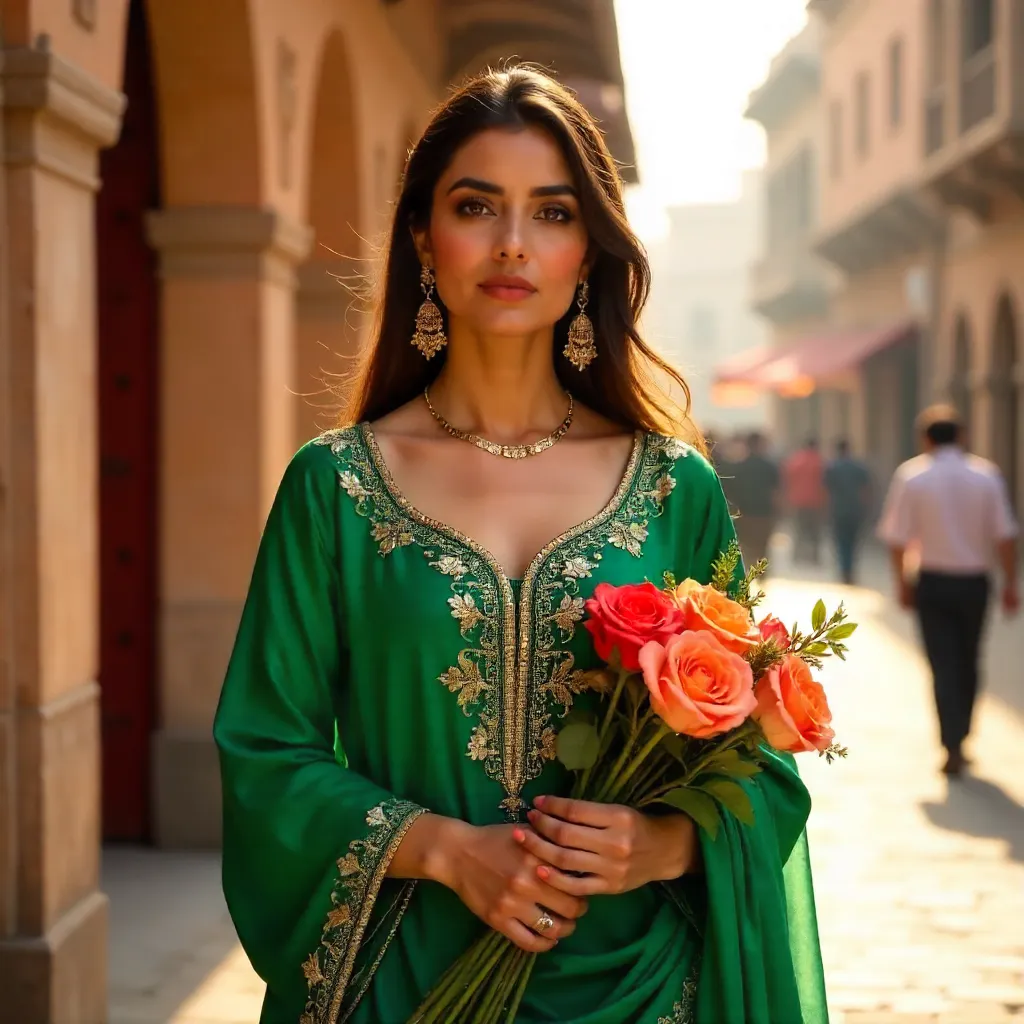 Lahore Sunset: Fashionable Woman in Traditional Attire