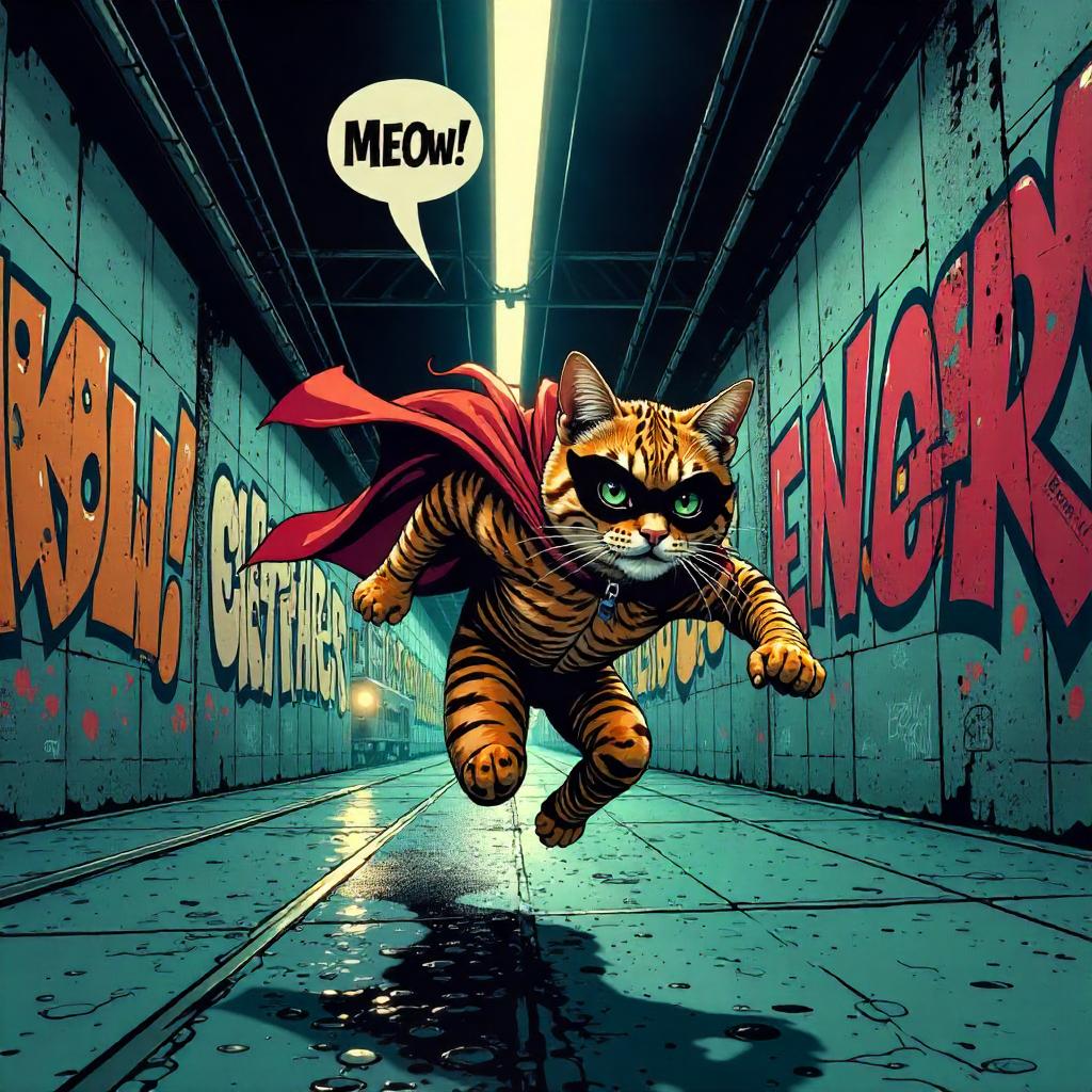 Subway Tunnel Showdown: The Comic Cat