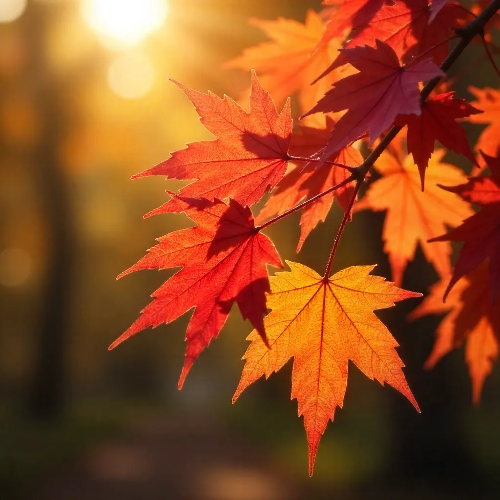 Golden Hour Maple Leaves in Autumn Light
