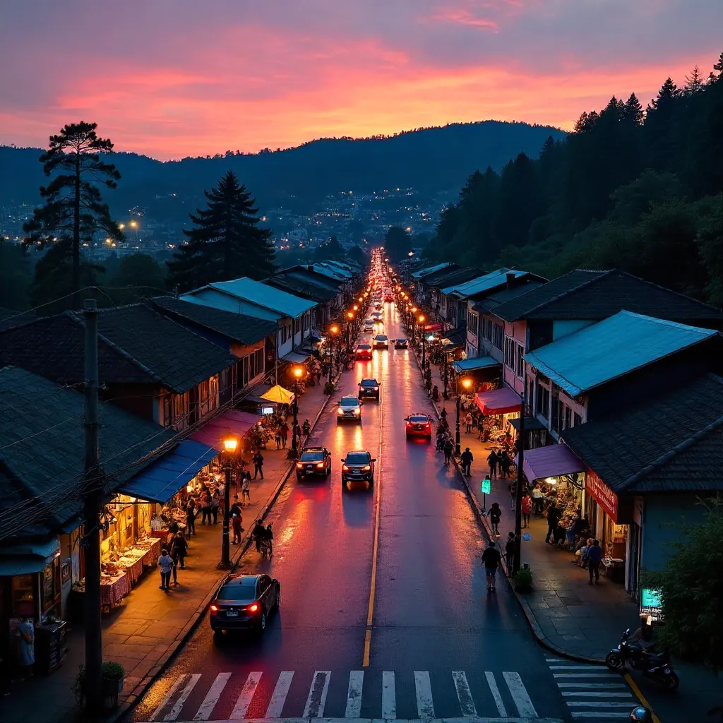 Aerial Twilight Crossing on Baguio Street