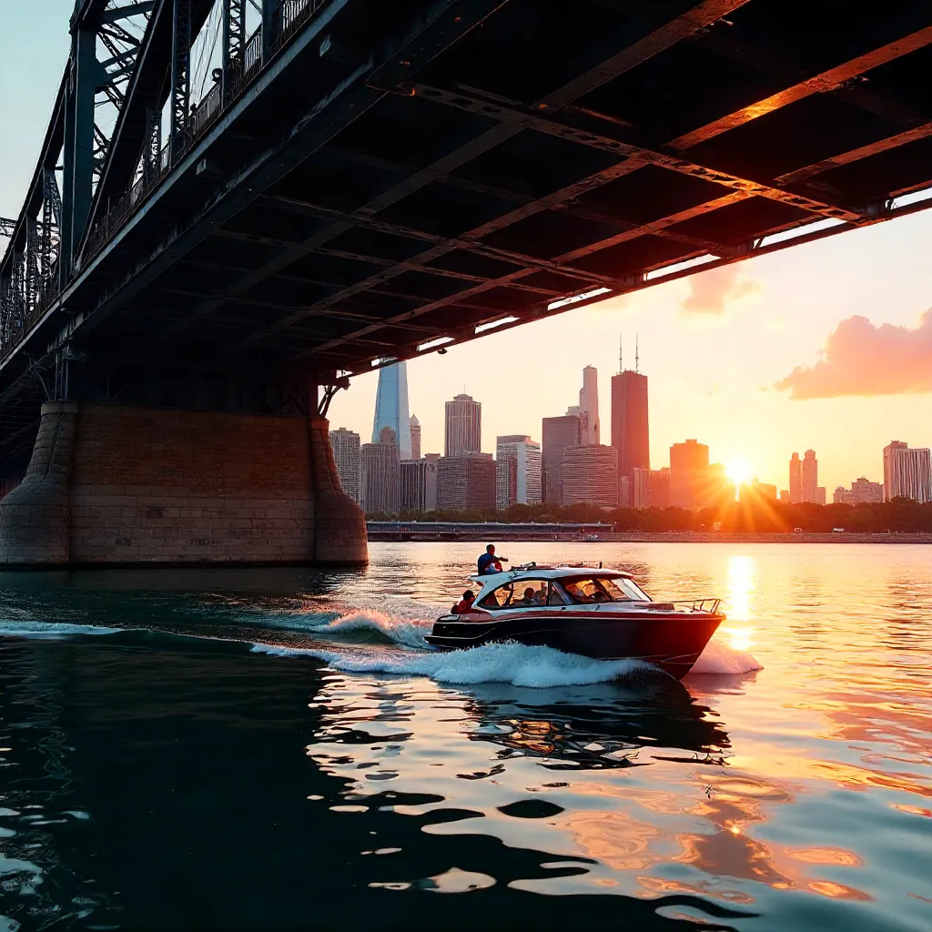 Golden Hour on the Clark Street Bridge, Chicago River
