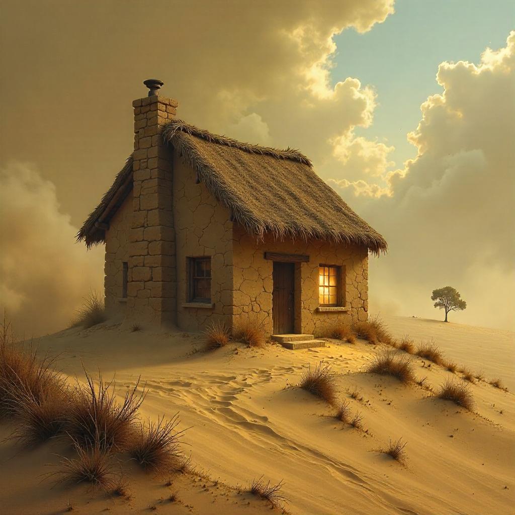 Desert Cottage in a Ferocious Sandstorm - Concept Art