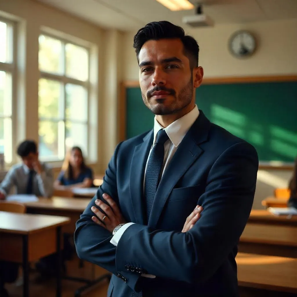 Photorealistic Latino Professional in a Classroom
