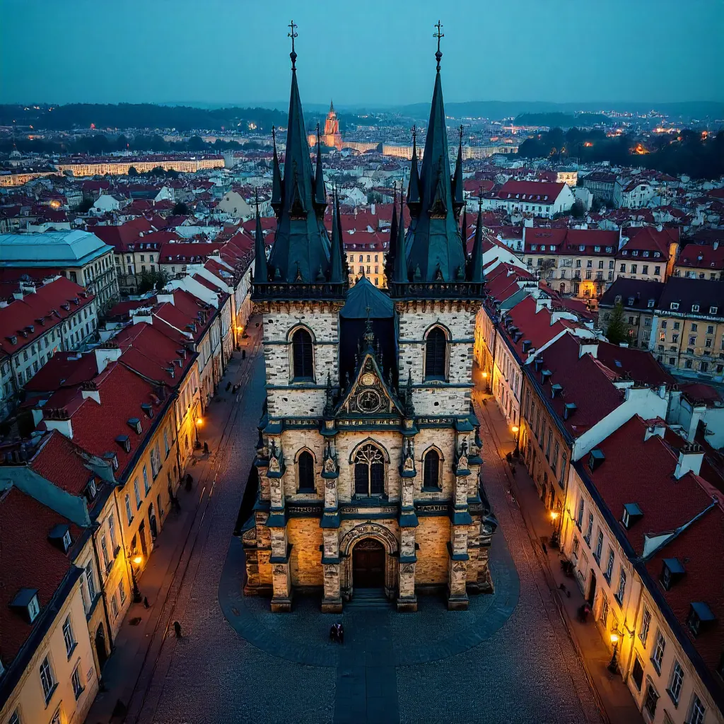 Aerial View of Our Lady Before Týn, Prague Old Town