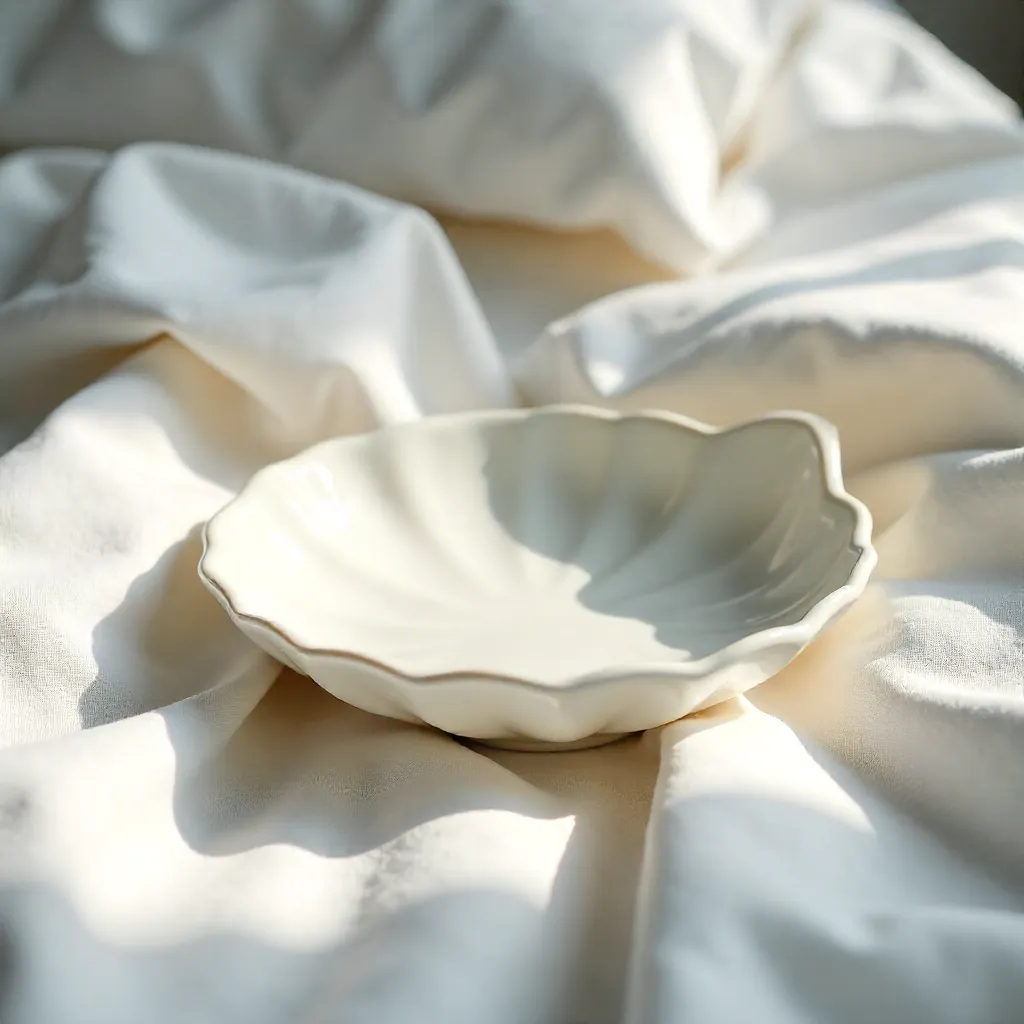 Shell-Shaped Dish on Soft White Bedding