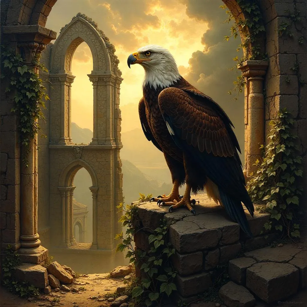 Eagle in Ruins: An Oil Painting Chronicle