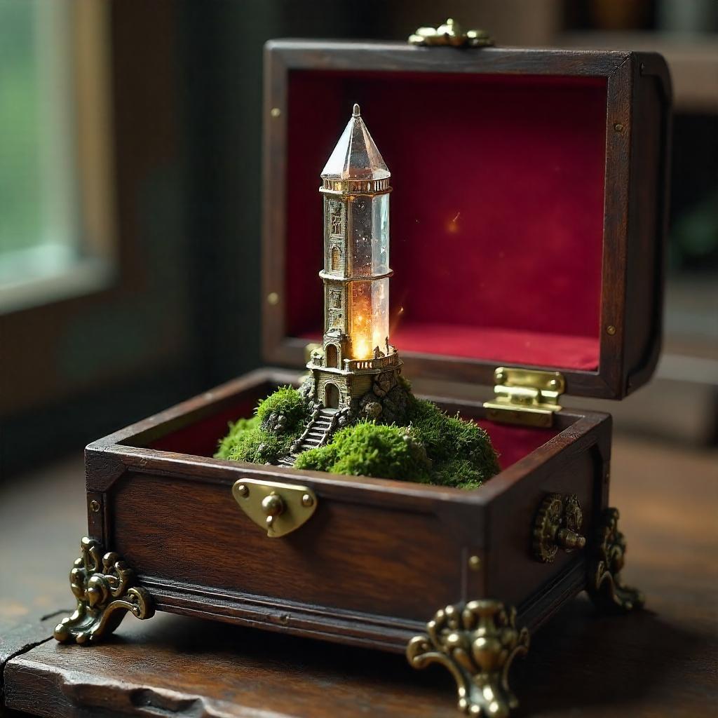 Tower Inside a Vintage Music Box - 3D Render