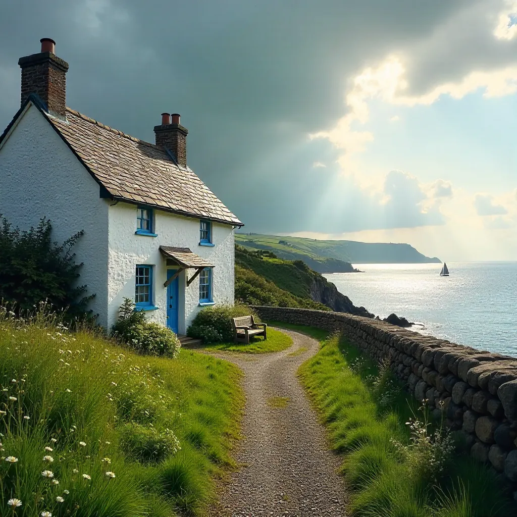 Charming Countryside House with Sea View and Lush Grass