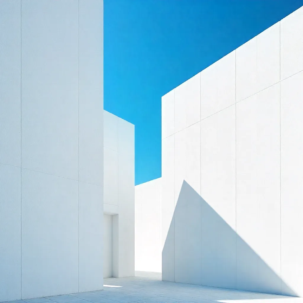 Stark White Geometry Against a Vivid Blue Sky