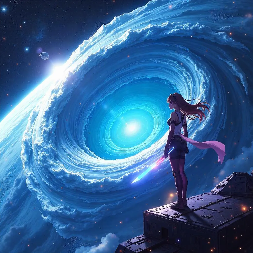 Cosmic Hurricane: Anime Storm in Space