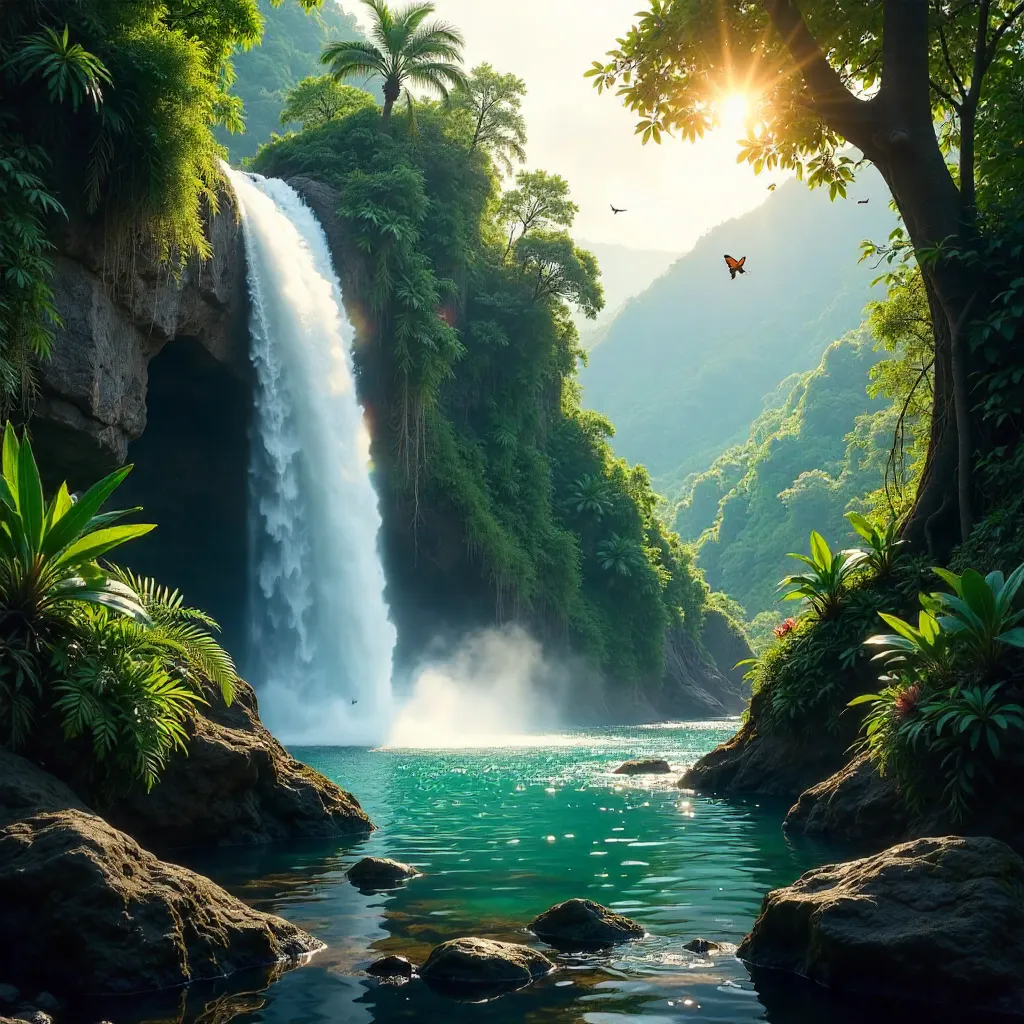 Sukasada Bali Waterfall in Lush Rainforest