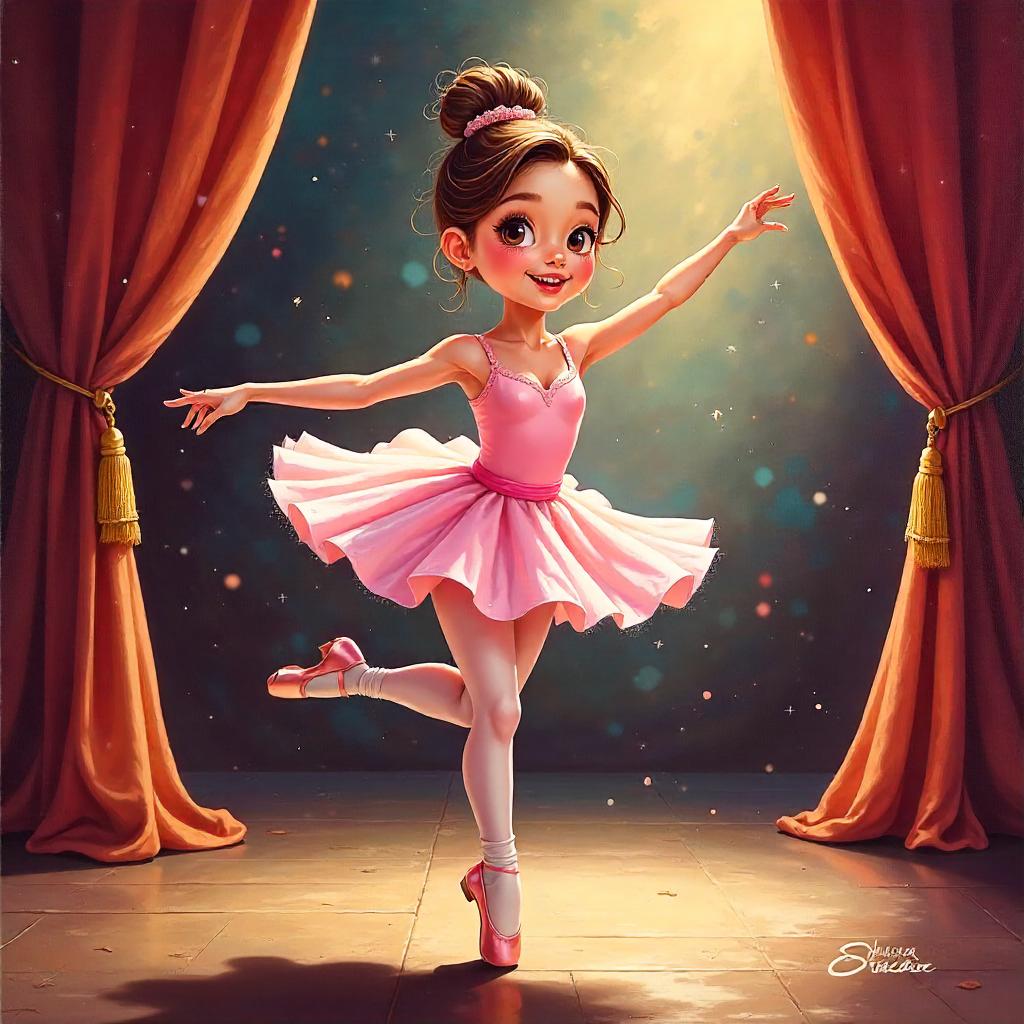 Cartoon Dancer in an Oil Painting