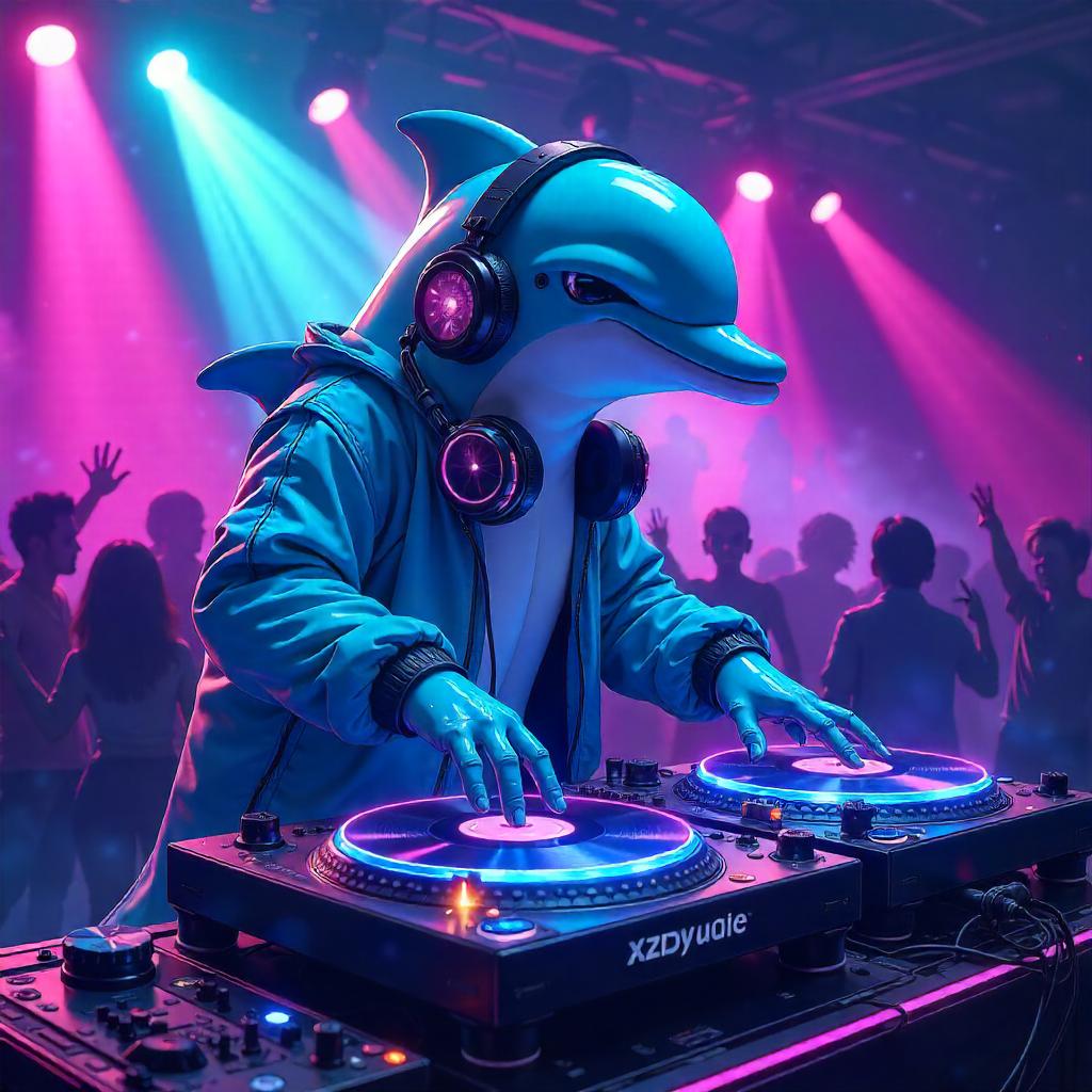 Neon Night Dolphin DJ in Anime Club