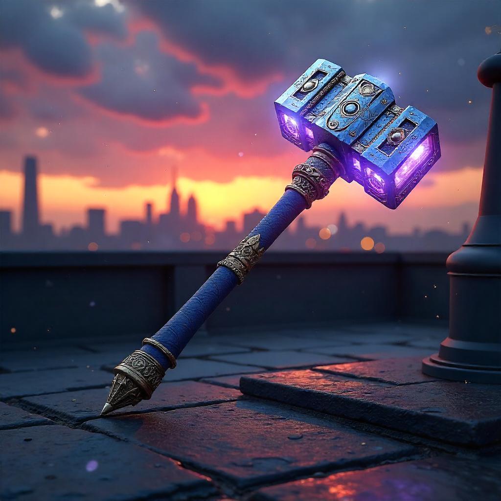 Divine Hammer on Rooftop - 3D Render