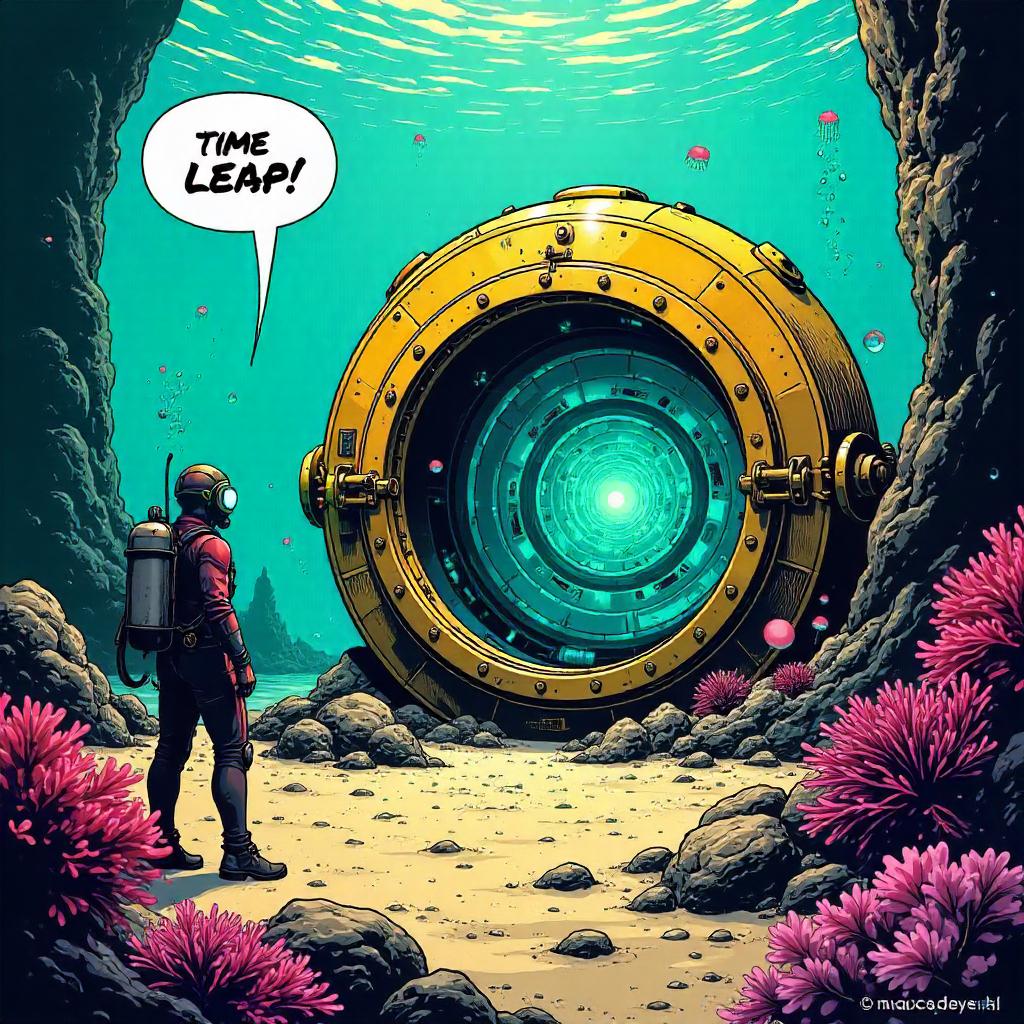 Underwater Time Machine: Bold Comic Splash