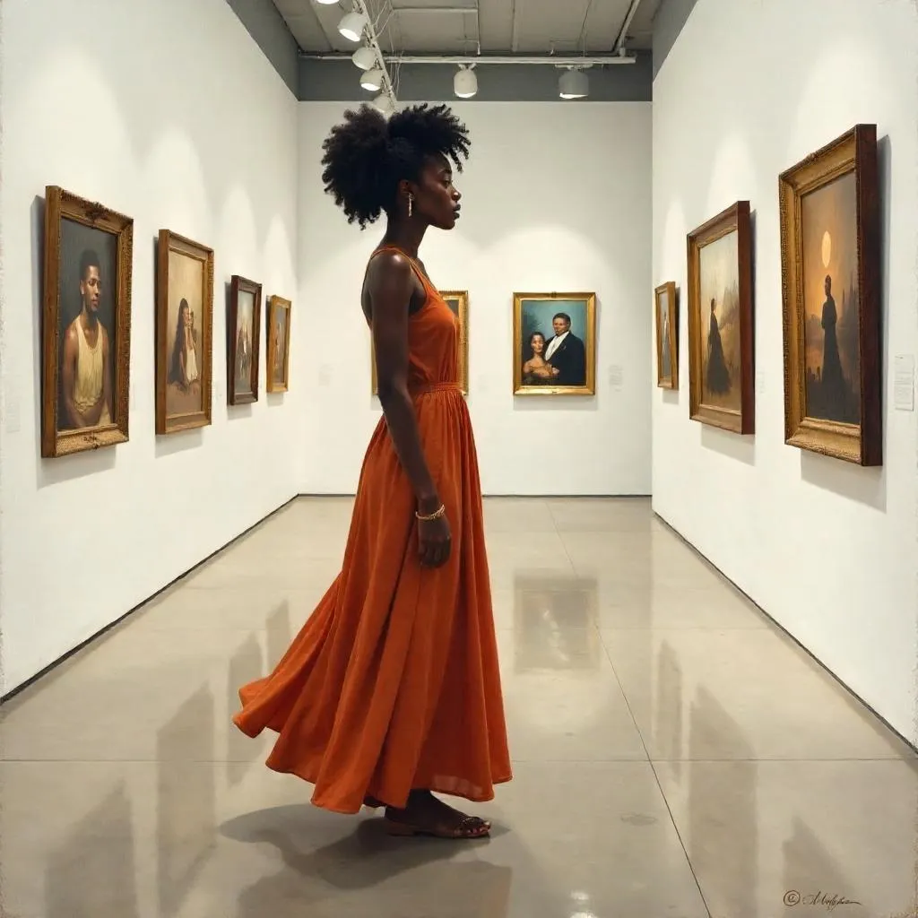Oil Portrait in a Quiet Gallery