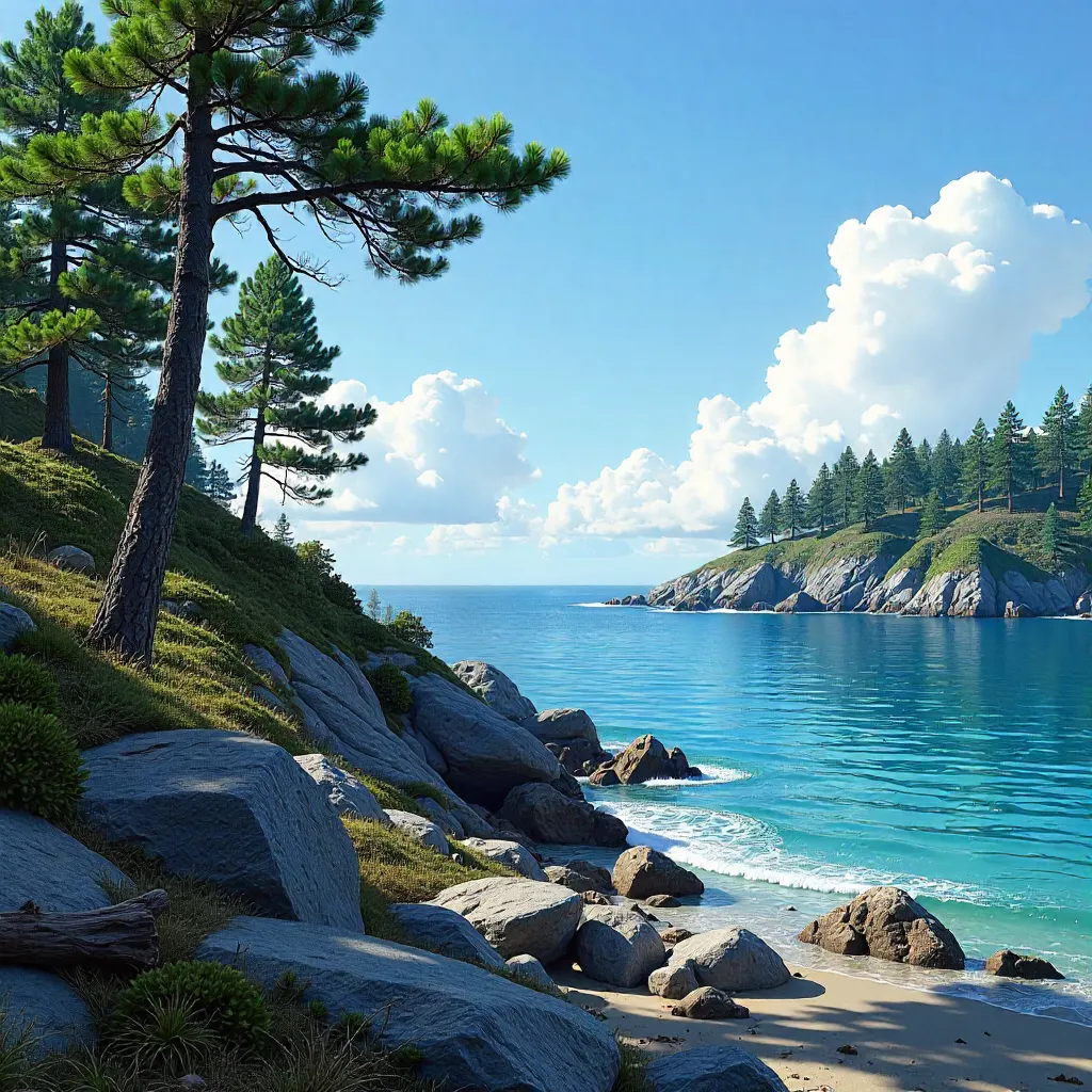 Peaceful Pine Coast Overlook by the Sea