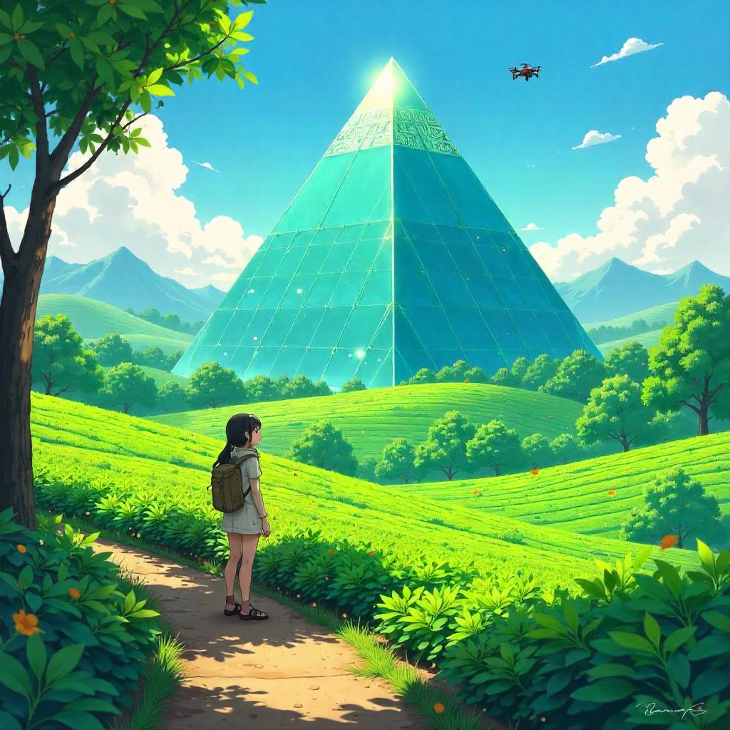 Anime Pyramid in a Tea Plantation