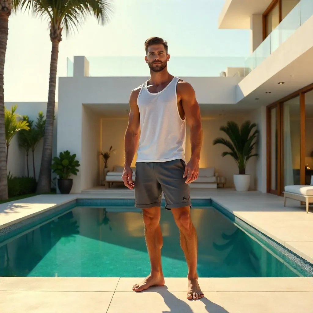 Photorealistic Athletic Man in a Luxury Villa