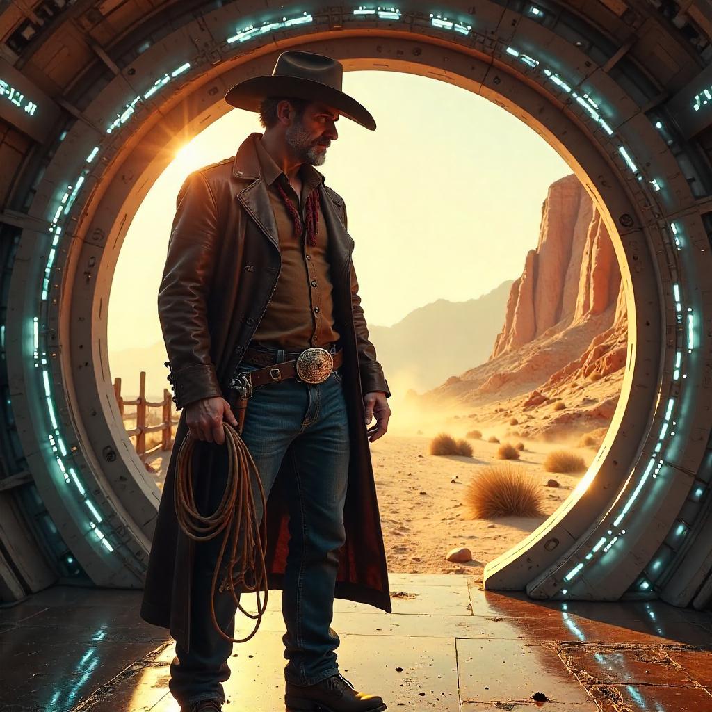 Cowboy in a Photorealistic Holodeck
