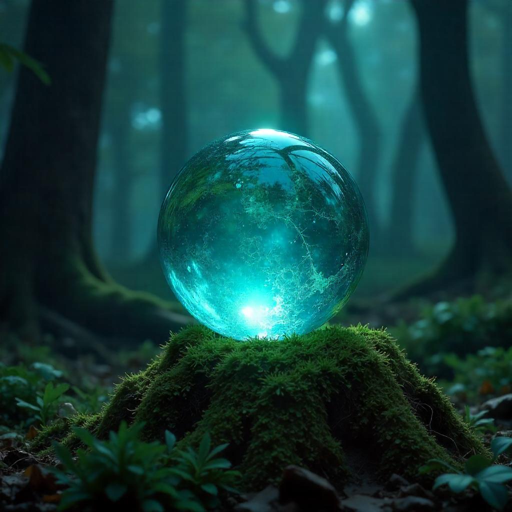 Photorealistic Magic Orb in a Dark Forest