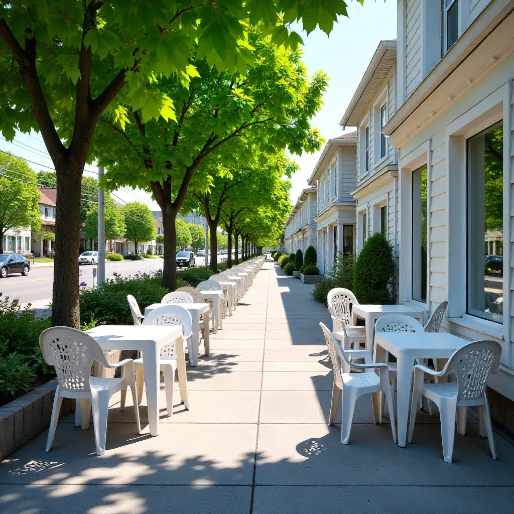 Summertime White Chairs in Pierrefonds Outdoor Café