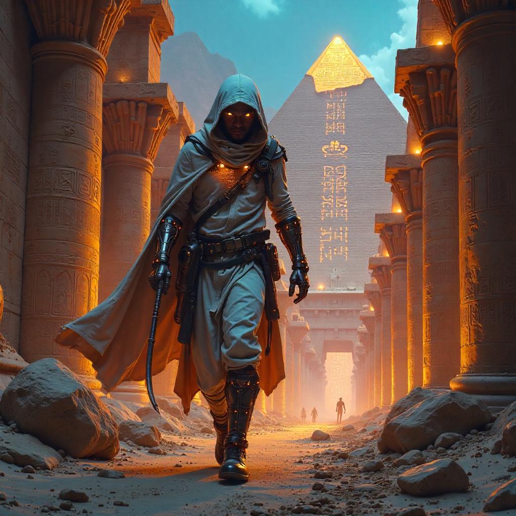 Neon Thief of the Nile: Cyberpunk Egypt