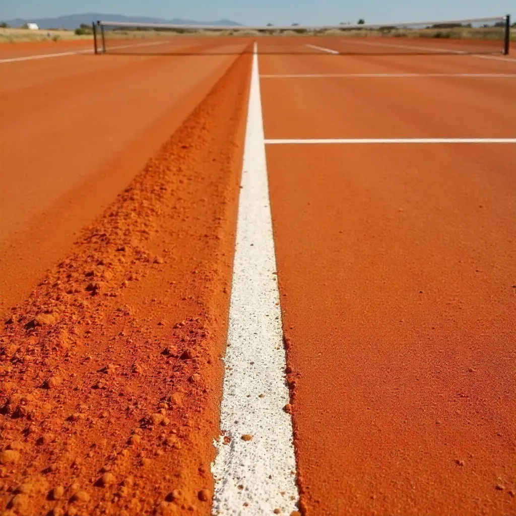 Minimalist Clay Tennis Court with Fresh White Lines