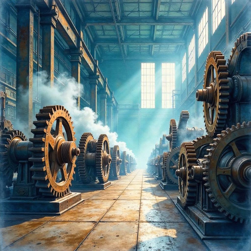 Wind in the Gears: A Watercolor Dream