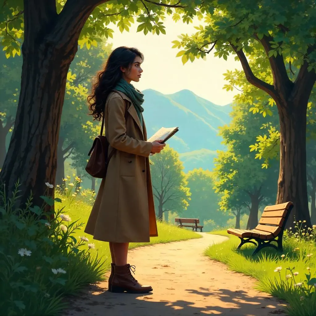 Concept Art: Young Middle Eastern Woman in a Park