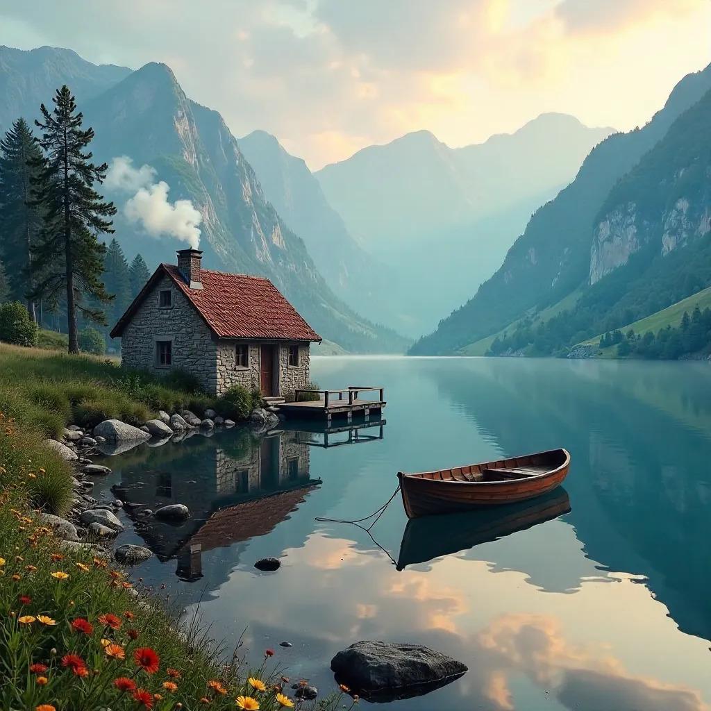 Serene Montenegrin Lakeside Cabin in the Wilderness
