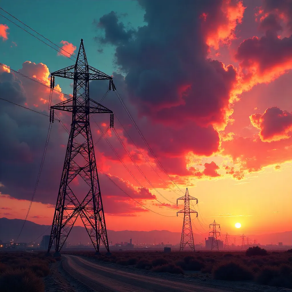 Towering Power Line Over Aguascalientes Sky